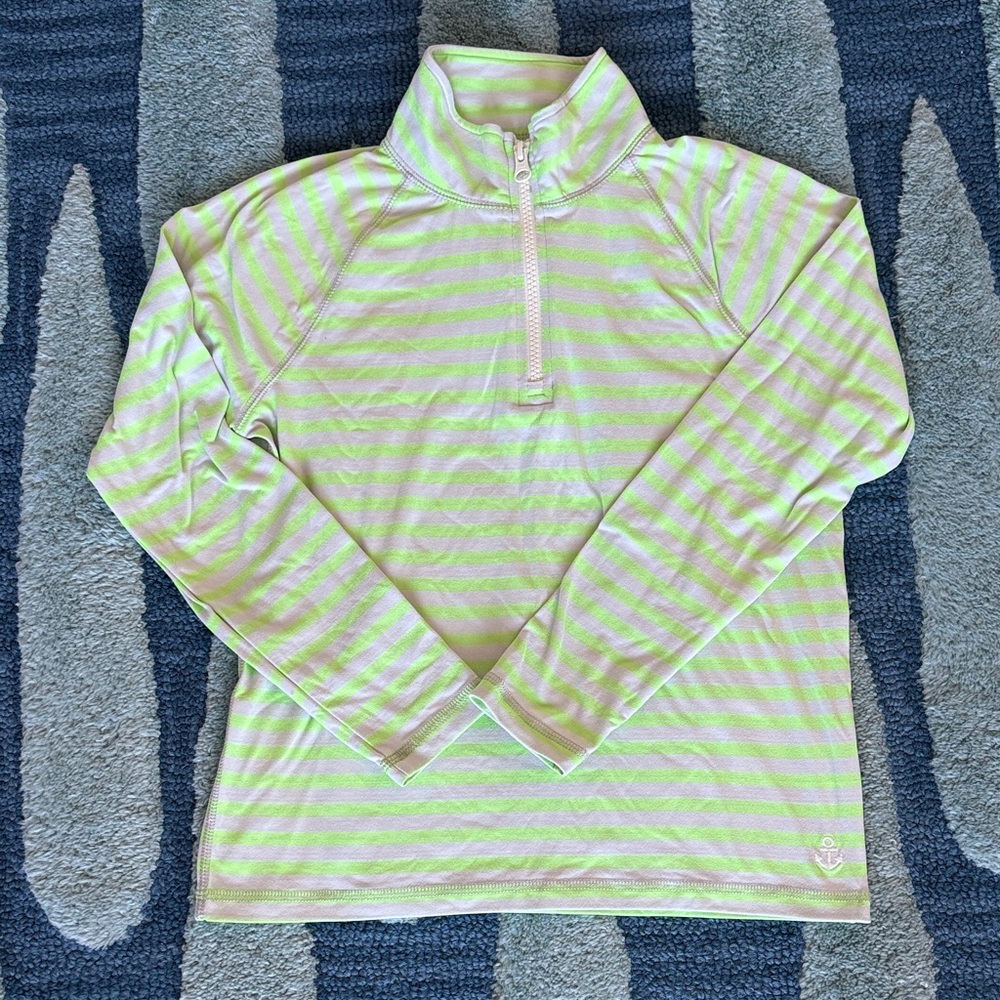 Crewcuts Lime and White Striped 1/4 Zip